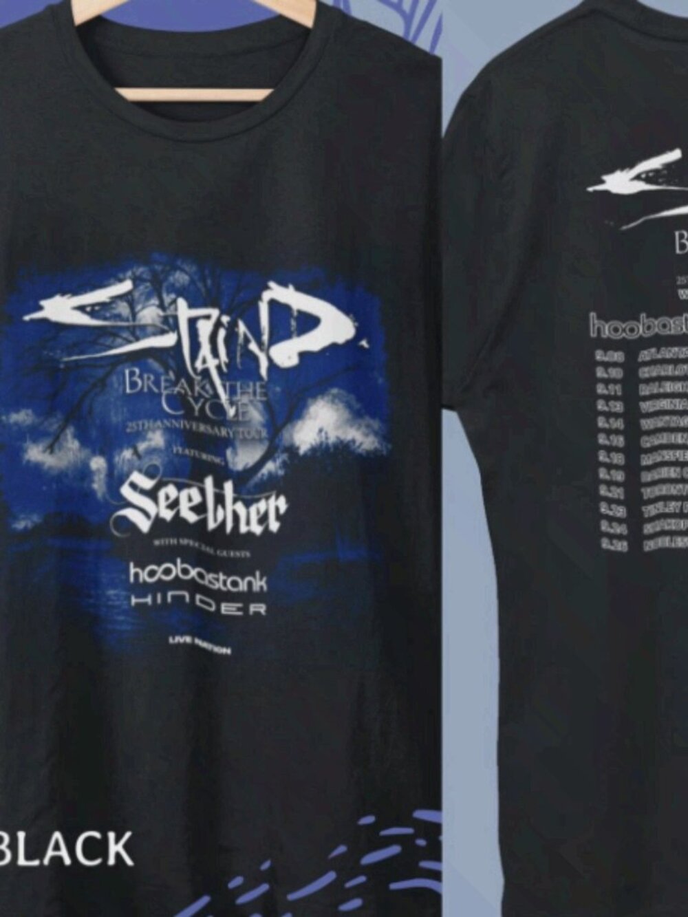 Staind Break The Cycle 25th Anniversary Tour Graphic Black T-Shirt